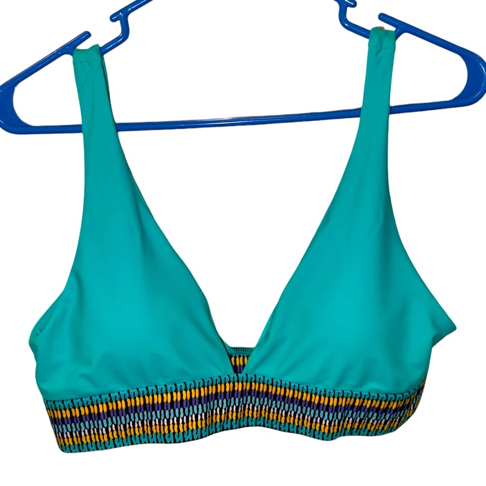 Women’s Bright Teal/Aqua Thick Strapped Triangle Shaped Bikini Top. Size X-Large